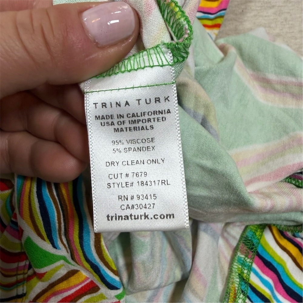 Trina Turk Dress Womens Size S Green Multicolor Abstract Shift Knee Length - Picture 4 of 7